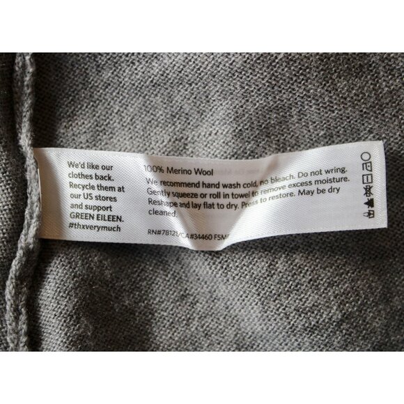 EILEEN FISHER 100% Merino Wool Gray Asymmetrical Cowl Neck Sweater, M Medium - Picture 9 of 9